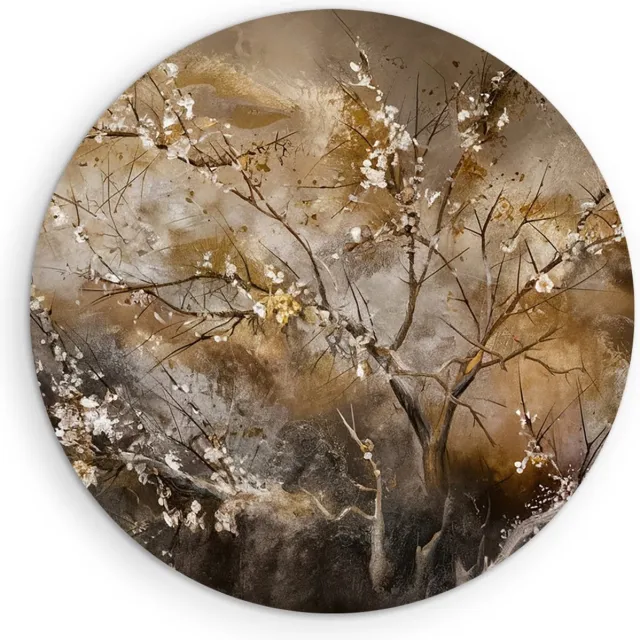 Saammp Forex Muurcirkel - Vintage Boom - Bloemen - abstract - Ø 50 - Wandcirkel - Wanddecoratie Cirkel - Muurdecoratie Woonkamer - Kantoor Decoratie