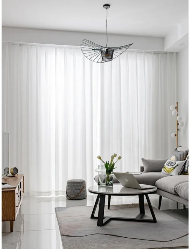 Floraweg betaalbare, luxe witte vitrages met visgraatmotief: laten licht door maar waarborgen de privacy. Eenvoudige gordijnen voor de woonkamer, slaapkamer en het balkon, in een zakverpakking, 132x160cm