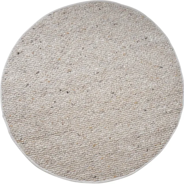 Veer Carpets Vloerkleed Steve Beige Rond ø200 cm - Wollen Design Vloerkleed met Asymmetrisch Patroon in Scandinavische / Japandi Stijl