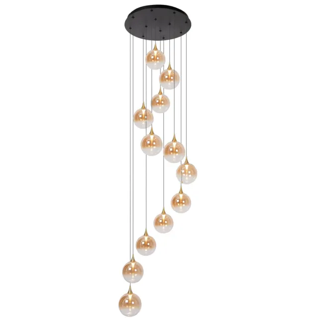Lucide dimbare LED glazen hanglamp Ø61 cm - amber