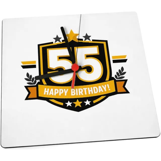 Mr Cadeautjes Klok 19 x 19 - design Feestelijke mijlpaalprint met een centraal cijfer in een gra | cadeau Wit