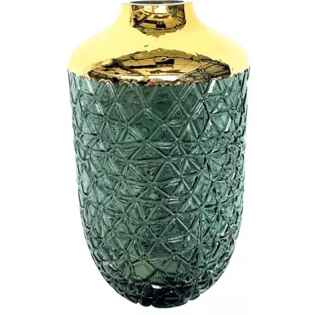 Aulica VAAS | BLOEMENVAAS | DECORATIEVE ACCESSOIRES| GLAS | GROEN GOUD | 16x16x29CM.