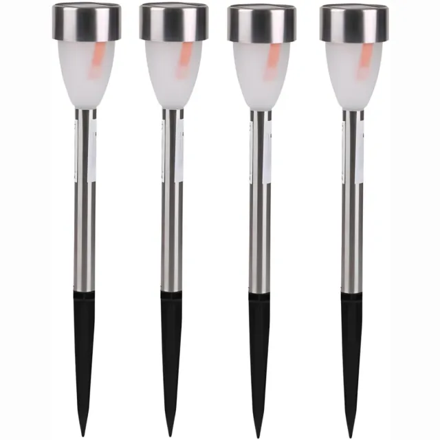 Sunnydays Tuinlampen / prikspot Solar Lumora - 4x - zilver - RVS - waterbestendig - 36 cm