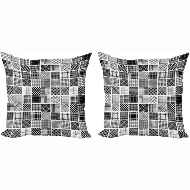 ABAKUHAUS Grijs Kussenhoes Set – 2x40x40 cm – Dubbelzijdig bedrukt – Microvezel Zwart