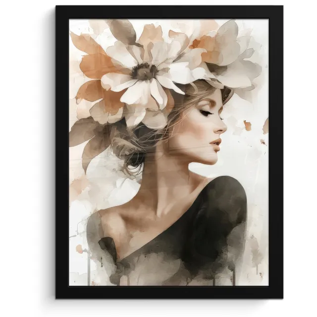 FrameYourWall Poster in lijst - Fotolijst 30x40 cm - Posters - Bloesem - Portret - Gezicht - Posterlijst zwart - Decoratie - Wanddecoratie woonkamer - Muurdecoratie slaapkamer