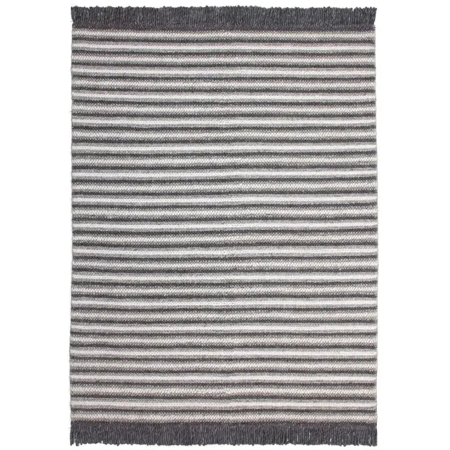 Dutch XXL Wollen Vloerkleed | Tapijt | Natura | Strepen | Naturel/Antraciet | 160x230 cm