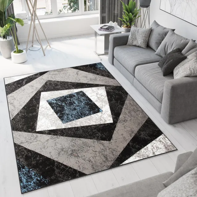 Tapiso Dream Vloerkleed Grijs Blauw Modern Woonkamer Tapijt Maat- 220x300 Grijs Antraciet Blauw