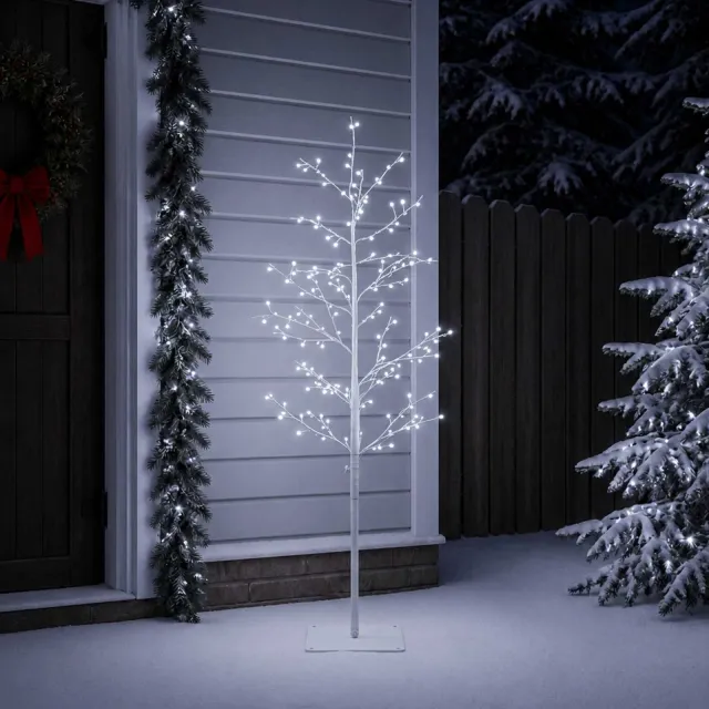 vidaXL Micro berken kerstboom Wit 150 cm Staal 360 LED's