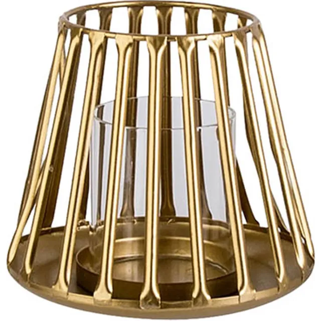 Cosy @ Home Windlicht Goud 14,5x14,5xh12,5cm Metaal