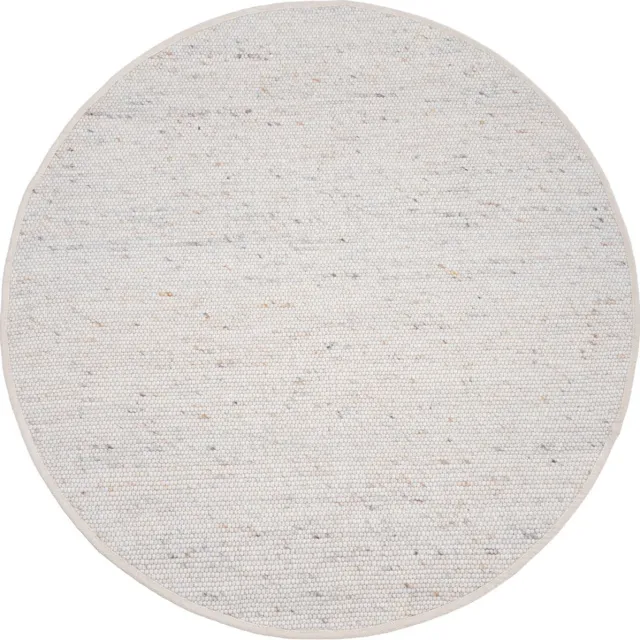 Veer Carpets Vloerkleed Scott Beige Rond ø200 cm - Wol Platgeweven Vloerkleed – Japandi / Tijdloos Modern Design