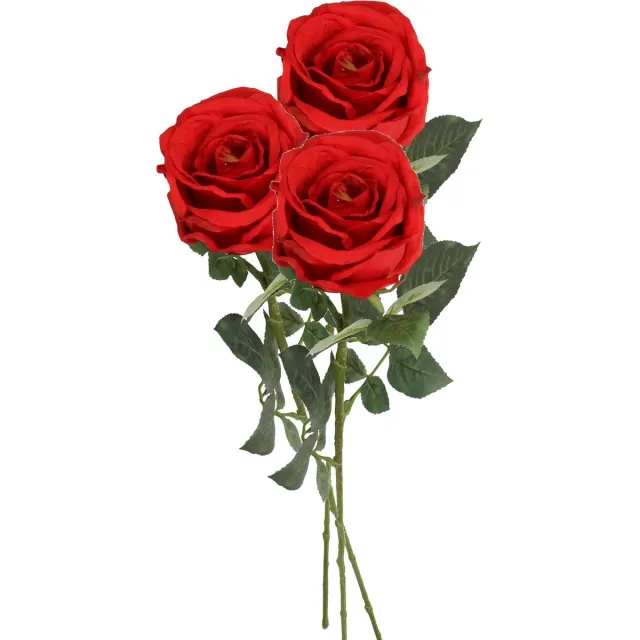 Top Art Kunstbloem roos Nova - 3x - rood - 75 cm - kunststof steel - decoratie bloemen