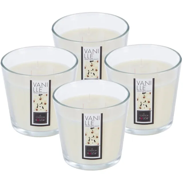 Atmosphera geurkaars - 4x - vanille geur - 40 branduren - wit - in glas - aroma/geurkaars Ivoorwit