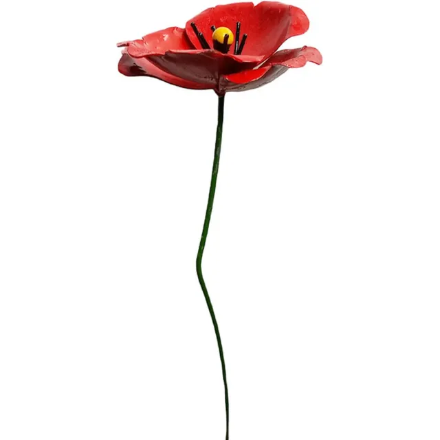 Zimba Arts Floz Design grafdecoratie metalen bloem - rode klaproos - tuinprikker klaproos - fairtrade rood