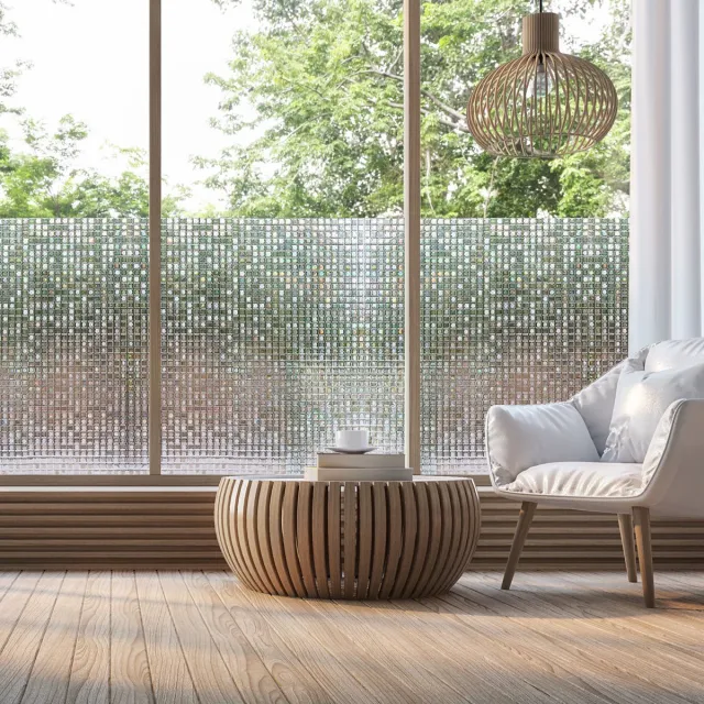 Ambiance Sticker Vitrostatische verduisteringsrol, kleine tegels per meter - Elektrostatische anti-reflectiefolie, verduisterend en UV-werend voor ramen - 45 cm x 8 m Mat wit