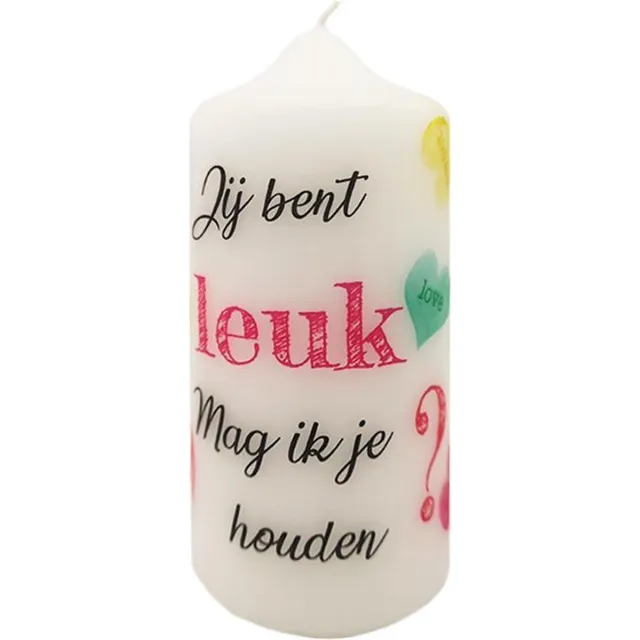 Van Licht Romantische kaars, Jij bent leuk mag ik je houden? wit