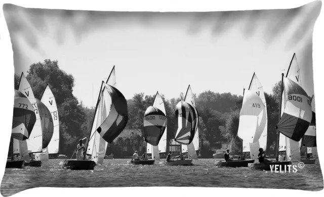 Velits outdoor Sierkussen - Buitenkussen Loosdrecht Dutchies Waterafstotend Bootkussen Zeilboten - Zwart En Wit - 60 Cm X 40 Cm