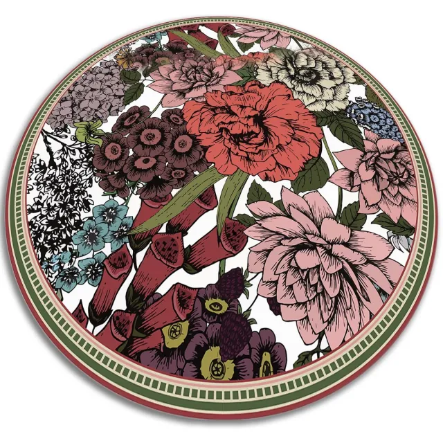 TULUP Vinyl Tapijt - Diverse bloemen PVC Tapijt - 60 cm - Rood Tapijt Vinyl - Ronde Vinyl Vloerkleed - Haltapijt - Keukentapijt Rood Diverse bloemen