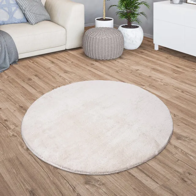 TT Home Woonkamer korte pool effen modern design wasbaar beige 2 160 x 160 cm Vierkant