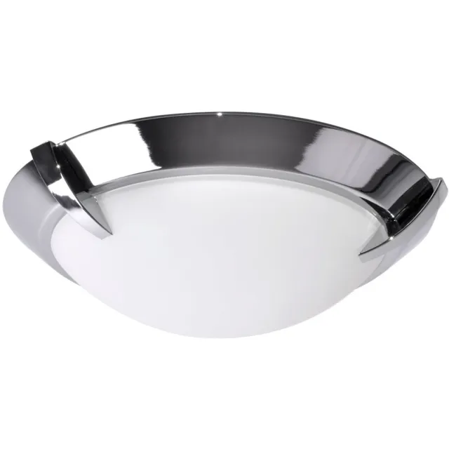 Briloner LED plafondlamp gesatineerd glas badkamer woonkamerverlichting chroom rond, metaal, 12W 1200lm warm wit, DxH 27x8,3 cm zilver
