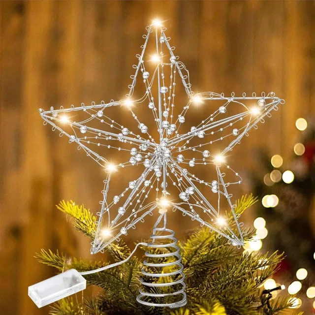 Cosensi Kerstboompiek ster voor feestelijke Kerstmis thuis in zilverkleurige LED - Kerstboomdecoratie Any