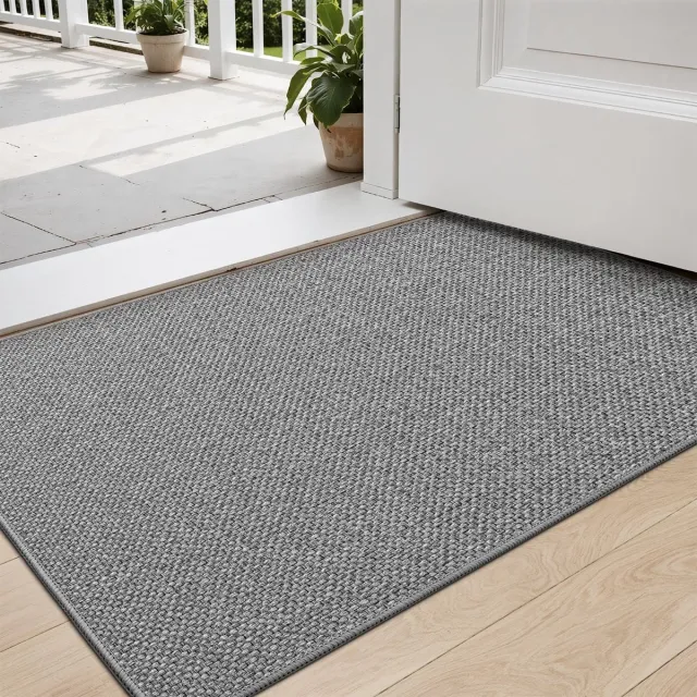 Unyqoos Antislip Vuilvangmat voor Binnengebruik, Wasbare Deurmat met Dunne Profiel - Lichtgrijs, 60 x 90 cm