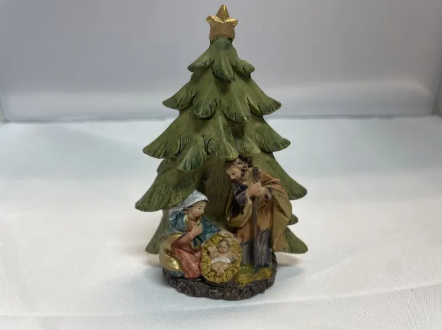 Dekoproject Kerststal in Kerstboom Groen, rood, goud, bruin, wit