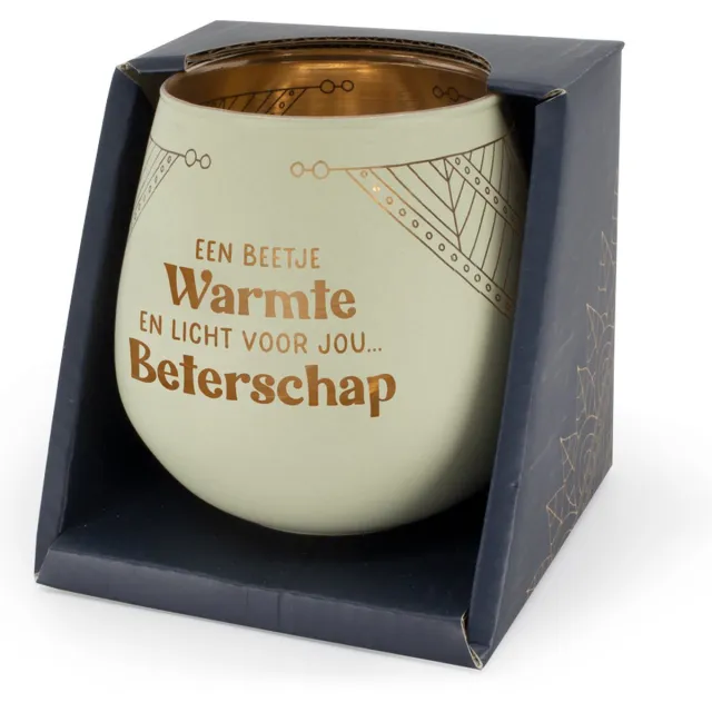 Miko Sfeerlichthouder - Een beetje warmte en licht voor jou. Beterschap - Glas Wit