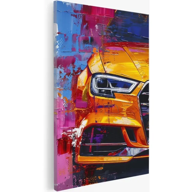 Saammp Canvas Schilderij - Abstract - Auto - 30x40 - Foto op canvas - Wanddecoratie - Muurdecoratie Woonkamer - Slaapkamer decoratie - Canvas Print Multicolor