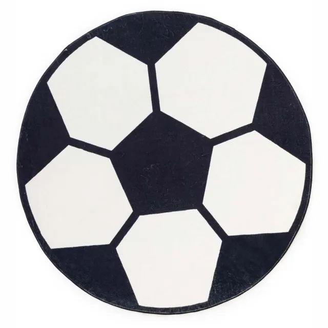 Amiah Voetbal vloerkleed rond - Fluffito Foot wit/zwart 200