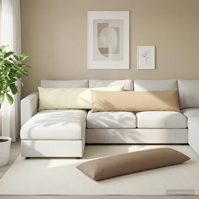 vidaXL Plaid kussen 2 st HEERLEN Beige 40 x 145 cm Polyester, foto 2