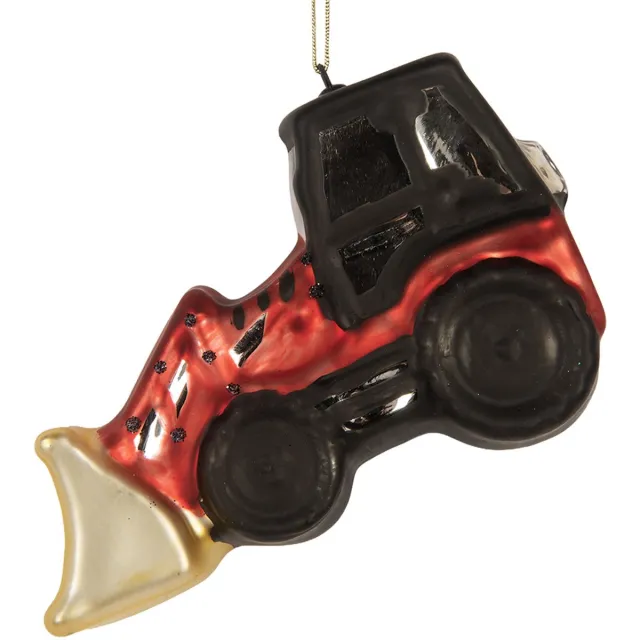 Clayre & Eef Kersthanger Tractor 12x4x8 cm Rood Glas