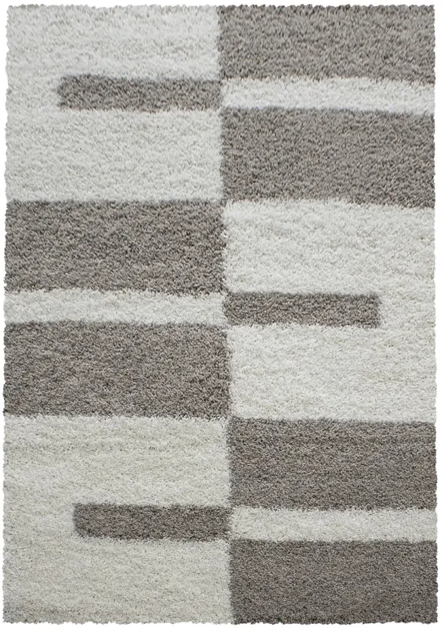 Dutch XXL Hoogpolig Vloerkleed | Tapijt | Shaggy | Gala | Geometrisch | Beige | 280x370 cm
