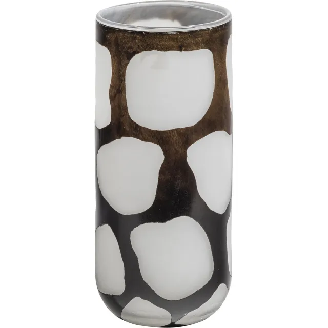 WOOOD Blair Handgemaakte Vaas- Glas - Zwart/ Wit - 28x12x12 black/white