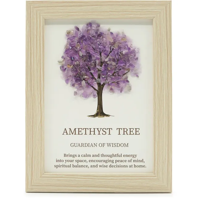 Ancient Wisdom Edelsteenafbeelding - Levensboom - Amethist (20x14,7x1 cm)