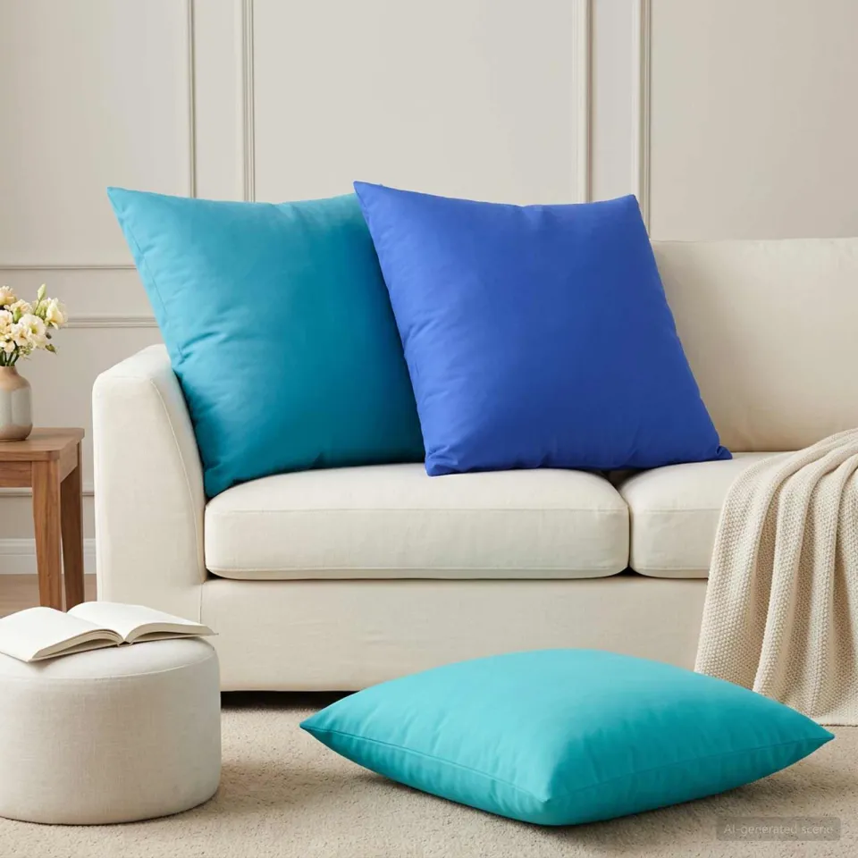 vidaXL Dekenkussen - 2 - st - HEERLEN - Turquoise - 65 - x - 65 - cm - Polyester, foto 2