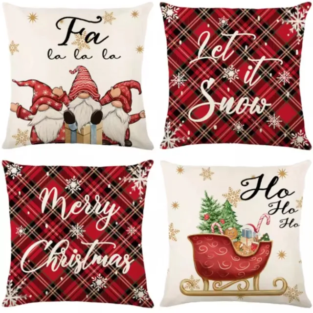 Homedesigns Kerst - Kussenhoes - Set van 4 - 45×45 cm Veelkleurig
