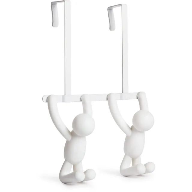 Ibenzoa Witte deurkapstok met dubbele haken en speels design voor extra opbergruimte