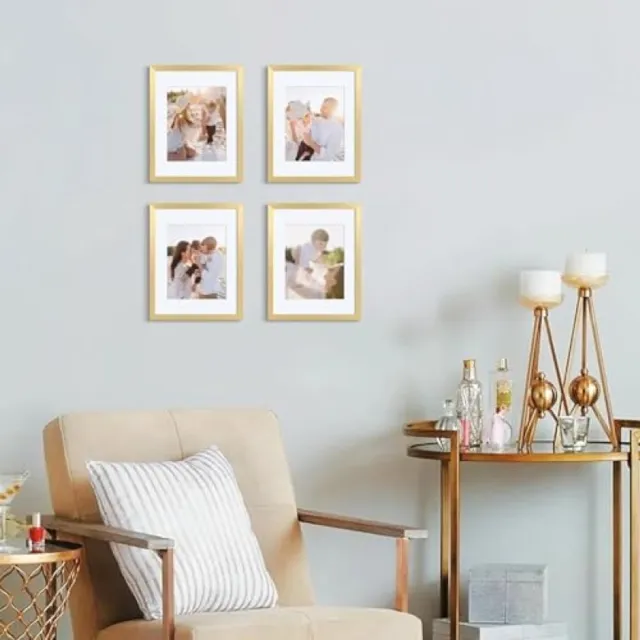PromoHome 3-delige fotolijsten set 30x40 cm - Gouden lijsten voor foto's en posters Geel