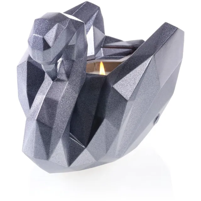 LIZZIO CONCRETTE tafeldecoratie kaarsenhouder van beton 17 x 11,2 x 14 cm - Decoratieve kaarsenhouder van mat staal in de vorm van een zwaan - kaarsenstandaard - kandelaar