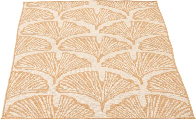 J-Line vloerkleed Buiten Bladeren - polypropyleen - wit/naturel