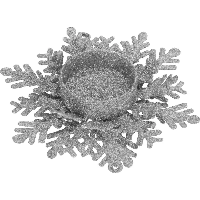 springos Kandelaar | Kaarshouder | Lichtkaarshouder | Sneeuwvlok | Zilver | Glitters