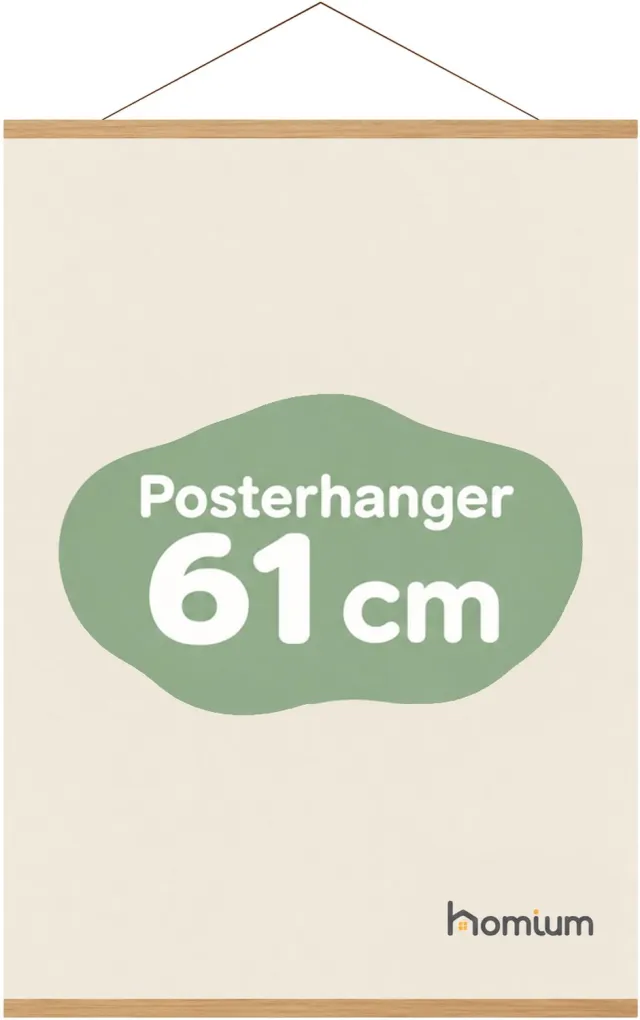 Homium Posterhanger 61 cm - Teak hout - poster ophangsysteem - Posterlijst - Posterhouder - 60 cm
