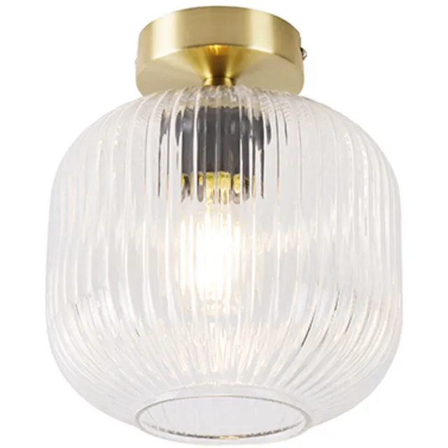 QAZQA karel - Art Deco Plafondlamp - 1 lichts - Ø 200 mm - Goud/messing - Woonkamer | Slaapkamer | Keuken