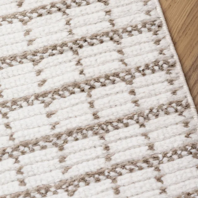 TESSO LIVING Premium Natural Look Vloerkleed – Raster Crème-Beige - 80cm x 150cm