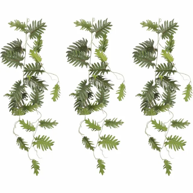 Mica Decorations Mica Decoration kunstplant slinger Philodendron Selloum - 3x - groen - 115 cm - Kamerplant snoer