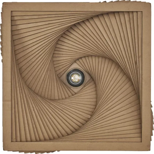 LEDVANCE plafondlamp Decor Cardboard Square Turn bruin van golfkarton, E27, 400 mm diameter, lampenkap van gerecycled materiaal, duurzaam dankzij vervangbare lichtbron, eenvoudig te installeren