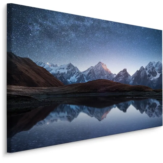 karo-art Schilderij - Bergen onder een Sterren Hemel, Premium Print multikleur