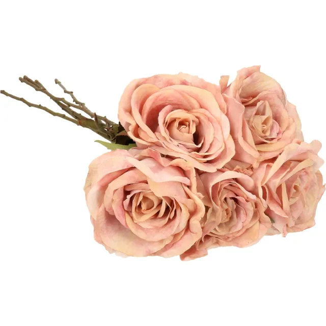 Top Art Kunstbloem roos Calista - 5x - oud roze - 66 cm - kunststof steel - decoratie bloemen Oudroze