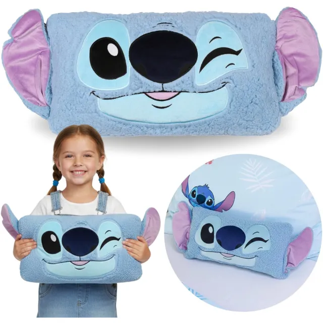 Lilo & Stitch Disney Lilo & Stitch Sierkussen Knuffel 3D - Knipoog - 27 x 45 cm - Polyester Blauw