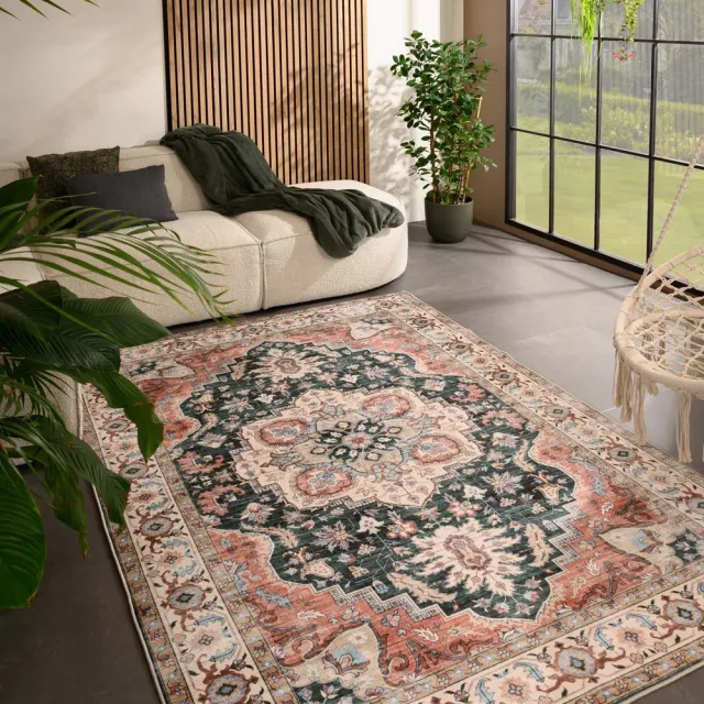 Heritaged Vintage buitenkleed - Valenca Fino groen/rood 120x160